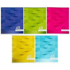 Тетрадь 48 листов в клетку Calligrata "Мозаика", обложка мелованный картон, блок №2, белизна 75% (серые листы), микс