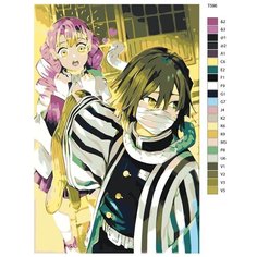 Картина по номерам Т596 "Мицури Канроджи(Столп Любви) и Обанай Игуро(Столп Змеи). Клинок рассекающий демонов" 70x110 Brushes Paints