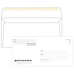 Конверты Е65 110х220 мм, клей, "Куда-Кому", 80 г м2 Ряжская печатная фабрика