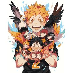 Картина по номерам ЖПН "Аниме Волейбол Haikyu: Шоё Хината с крыльями", Раскраска 40x50 см, Аниме