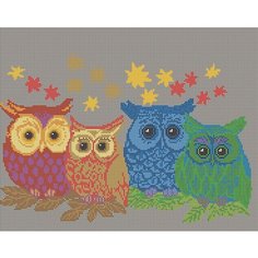 Вышивка бисером картины Совушки 30*38см Светлица