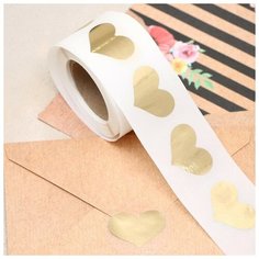 Наклейка прозрачная с тиснением "Сердца", золотая, 3,8 х 3,8 см Noname