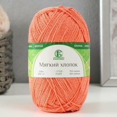 Пряжа "Мягкий хлопок" 70% хлопок, 30% нейлон 220м/100гр (036 абрикос) Камтекс