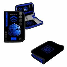 Пенал 1 секция 140 х 210 х 40 мм, откидной карман и косметичка, тканевый, Calligrata Content "Робот"