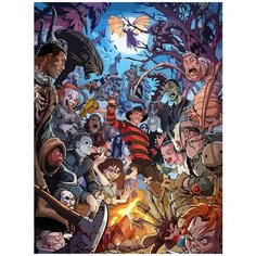 Картина по номерам на холсте Фильмы шедевры ужасов (Фредди Крюгер, Чакки, Чужой, Пятница 13) - 8075 В 30x40
