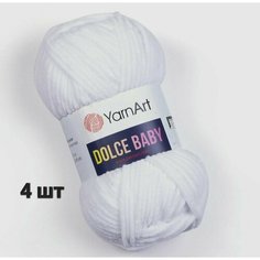 Пряжа YarnArt Dolce baby Белый (741) 4 мотка 50 г/85 м (100% микрополиэстер) ярнарт дольче беби