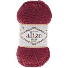 Пряжа Alize Cotton gold hobby, 55 % хлопок, 45 % акрил, 50 г, 165 м, 1 шт., 390 вишня