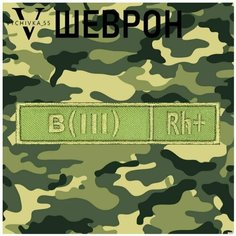 Нашивка (шеврон, патч) на липучке "Третья положительная группа крови " В(III)Rh+, 12х2,5 см. Vychivka 55