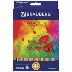 BRAUBERG карандаши цветные Цветы, 18 цветов, 181289 разноцветный