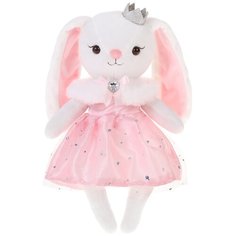 Мягкая игрушка Angel Collection Зайка Мишель - принцесса, 28 см, белый/розовый