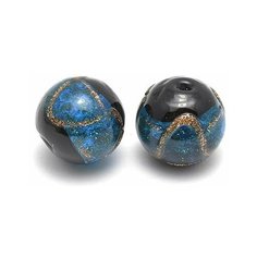 Бусины стеклянные Мурано TESОRO арт. TS. D5162-07 цв.5 цв. бирюза 14 мм in 2 мм Tesoro