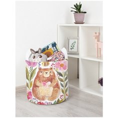 Корзина для игрушек JoyArty "Добрый медведь в цветах" 35x35 см