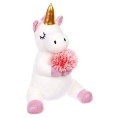 Мягкая игрушка Milo toys Единорожка с цветами, 30 см, белый