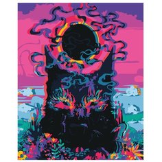 Картина по номерам, "Живопись по номерам", 72 x 90, FU36, психоделический, картина, животное, кот
