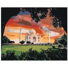 Картина по номерам, "Живопись по номерам", 100 x 125, ARTH-AH345, Дели и Тадж-Махал, дворец, мечеть, история, здание, знаменитый, символ страны, Агра