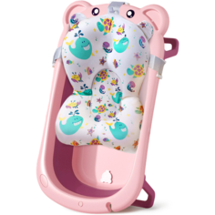 Комплект для купания новорожденных LaLa-Kids "Медвежонок", ванночка и матрасик-горка для купания светло-бирюзовый