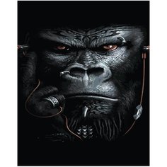 Картина по номерам Чёрная горилла в наушниках 40х50 см 000 Art Hobby Home