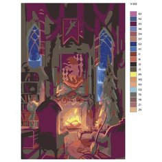 Картина по номерам V-302 "Гарри Поттер (Harry Potter). Гостиная Гриффиндора", 70x110 см Brushes Paints