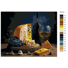 Картина по номерам Н90 " Натюрморт - Музыка, сыр и вино", 80x100 см Brushes Paints