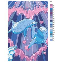 Картина по номерам X-24 "Подводный мир. Влюбленные дельфины" 70x110 Brushes Paints
