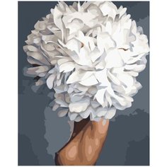 Раскраска по номерам на холсте 40х50 Девушка Белые цветы Kolibriki