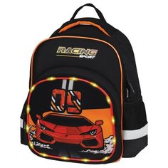 Рюкзак школьный Berlingo Kids "Racing sport", 36x27x12см, 1 отделение, 2 кармана, эргономичная спинка, LED кант (RU08085)