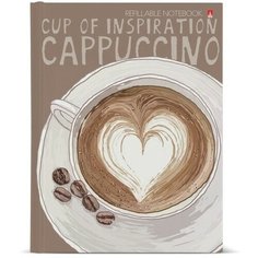 Тетрадь на кольцах, 160 листов в клетку "Счастье в кофе", твёрдая обложка, глянцевая ламинация, со сменным блоком Альт