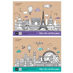 Альбом для рисования 40л, А5, на склейке ArtSpace "Путешествия. City of dreams" Спейс