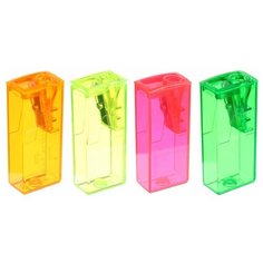 FABER-CASTELL Точилка 1 отверстие с контейнером Faber-Castell 5815 микс*5 цветов, флуоресцентные цвета