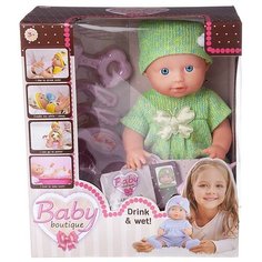 Пупс-кукла Baby boutique, 25 см, пьет и писает, костюмчик 2 цвета в ассорт. (зеленый и фиолетовый), ABtoys