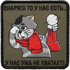 Нашивка на одежду, патч, шеврон на липучке "Снаряга то у нас есть." (Олива) 8,5х8,5 см Shevrons