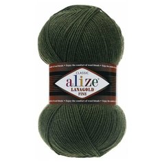 Пряжа Alize Lanagold Fine, 49 % шерсть, 51 % акрил, 100 г, 390 м, 5 шт., 29 хаки