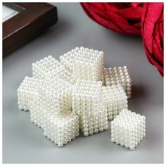 Арт Узор Декор для творчества пластик "Барашковый жемчужный кубик" набор 15 шт 1,4х1,4х1,4 см