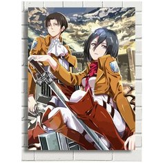 Картина по номерам Аниме атака титанов (Эрен Йегер, Микаса, Леви Аккерман) - 7638 В 30x40