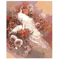 Картина по номерам, "Живопись по номерам", 60 x 75, ARTH-AH246, птицы, грация, искусство, сад, павлины, живопись, цветы, ретро, стиль, романтика