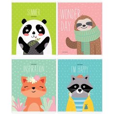 Тетрадь 48л, А5, клетка ArtSpace "Рисунки. Happy animals", выборочный УФ-лак