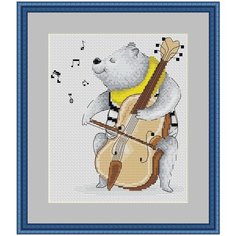 Набор для вышивания крестиком "Медведь-музыкант" 15.8х19.3 см Чудо Холст