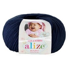 Пряжа Alize Baby Wool, 40 % шерсть, 40 % акрил, 20 % бамбук, 50 г, 175 м, 1 шт., 58 тёмно-синий