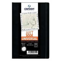 Блокнот для зарисовок Canson Universal 96г/кв. м 10.2*15.2см 112листов твердая обложка застежка-резинка черный
