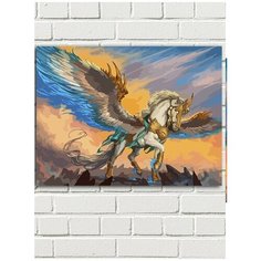 Картина по номерам на холсте Пегас (мифология, лошадь, небо, пейзаж) - 9082 Г 30x40