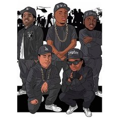 Картина по номерам на холсте Музыка NWA Old School Hip Hop Старая школа - 6319 В 60x40