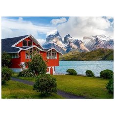 Рыжий кот картина по номерам Фьорд. Красный домик, SM063, 30 х 22 см