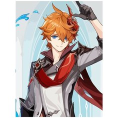 Картина по номерам на холсте Игра Genshin Impact Тарталья - 7467 В 30x40