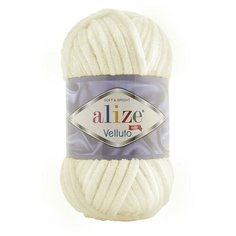 Пряжа Alize Velluto (Ализе Веллюто) - 2 мотка 62 светло-молочный 100% микрополиэстер 68м/100г