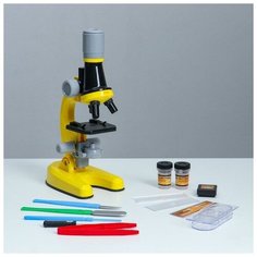 Микроскоп "Юный ботаник" кратность до х1200, желтый, подсветка NO Name