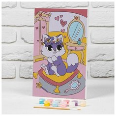 Картина по номерам на подрамнике "Котёнок на пуфике" 20х30 см (1 шт.) Pro Market