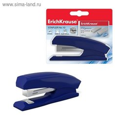 Степлер Erich Krause Elegance + скобы, № 10, до 20 листов, в блистере, встроенный антистеплер, синий, микс