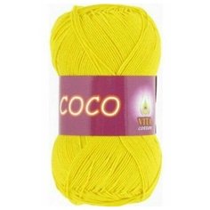 Пряжа хлопковая Vita Cotton Coco (Вита Коко) - 1 моток, 3863 желтый, 100% мерсеризованный хлопок 240м/50г