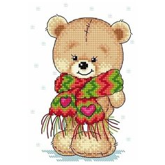 Набор для вышивания Сделано с любовью "Мой тёплый шарфик" 13x18 см, Медведи Детские Животные