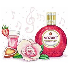 Набор для вышивания Сделано с любовью "Клубничные ноты Моцарта" 20x25 см, Напитки Ягоды Еда Цветы